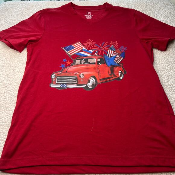 Americana 4th of July Red Truck Tee Mens Medium 38-40 - Picture 3 of 5